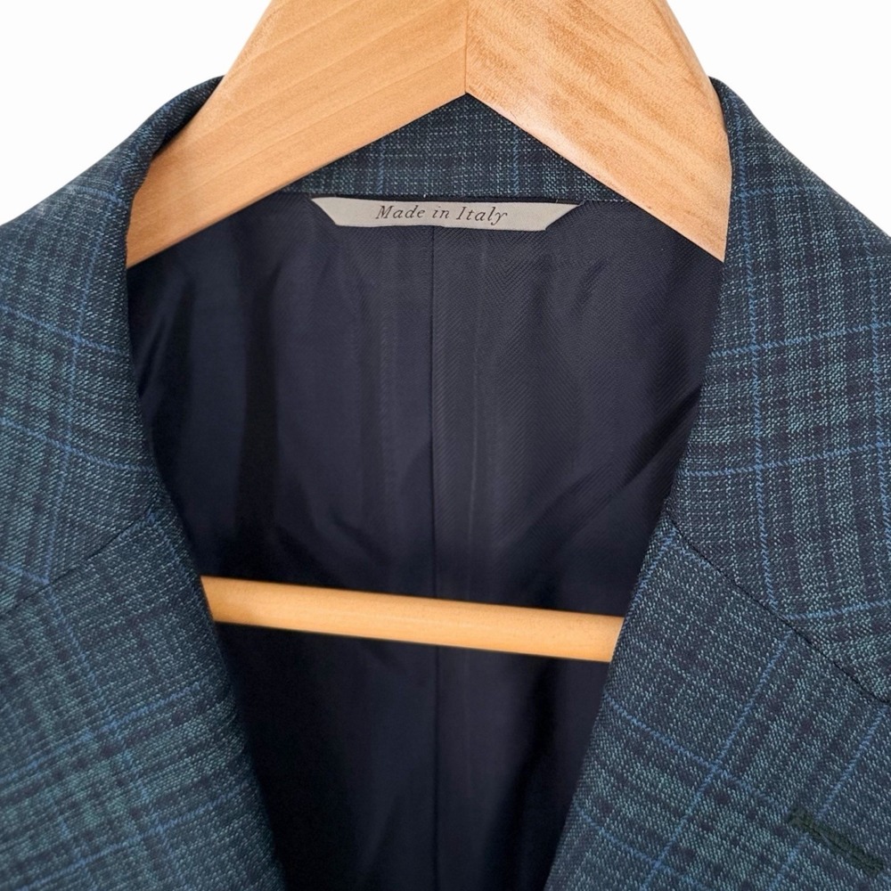 Canali Mens 44R Wool Sport Coat Blue Plaid Made Italy Blazer Jacket Notch Lapel - Picture 5 of 11